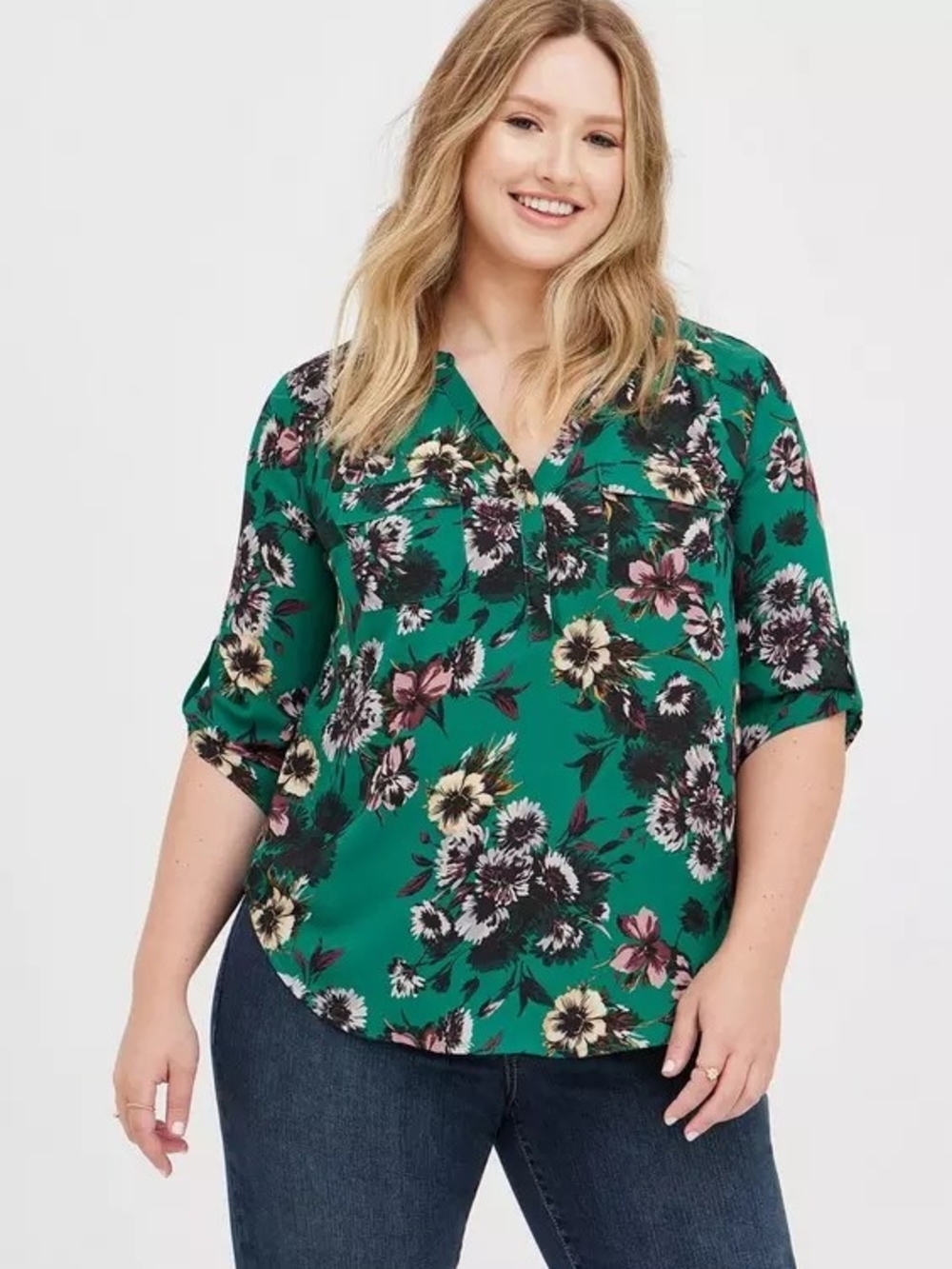 EUC Torrid Harper Georgette 3/4 Sleeve Blouse- Size 1x
